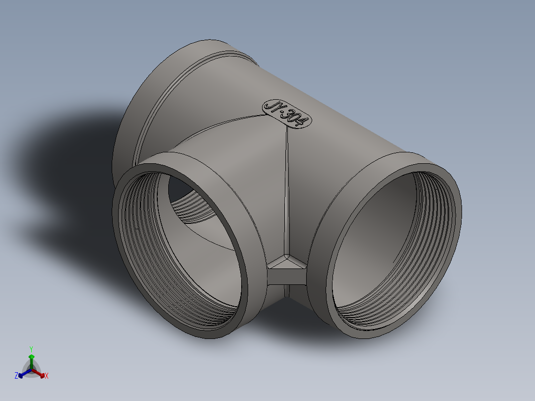 对丝三通弯头正等轴测图
