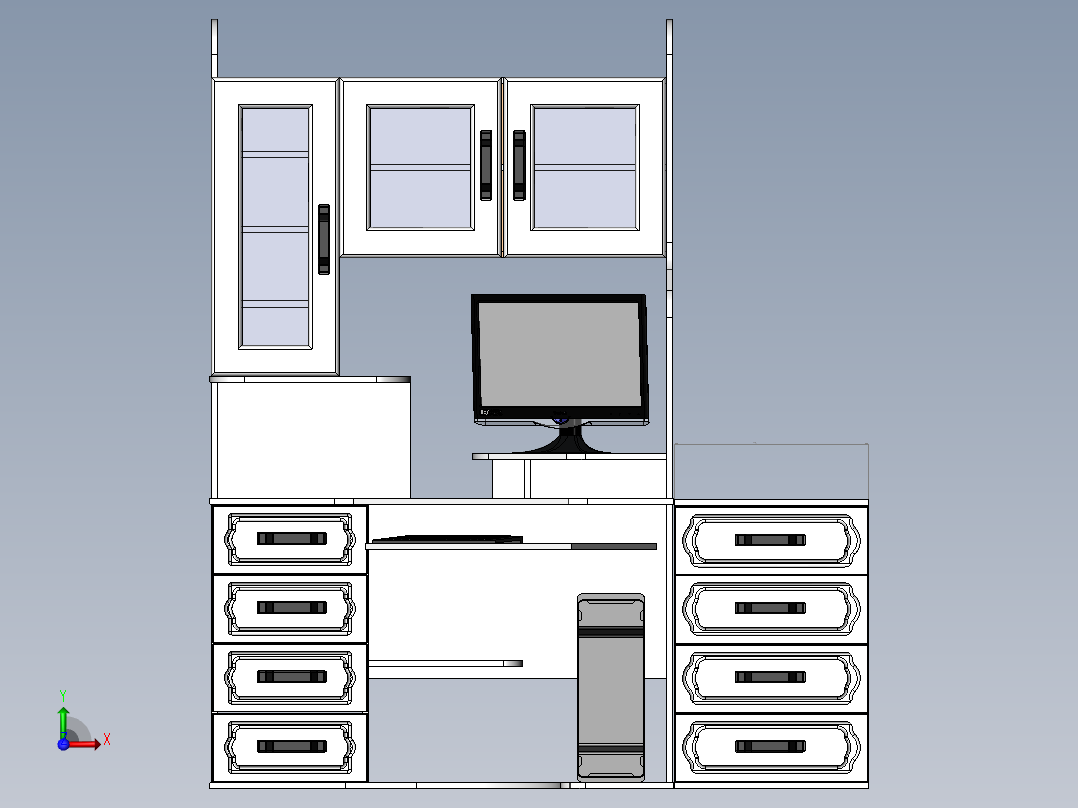 电脑桌(36)前视图