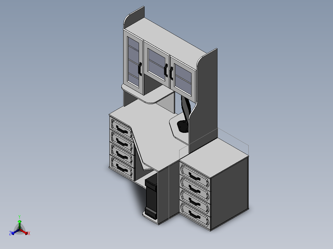 电脑桌(36)正等轴测图