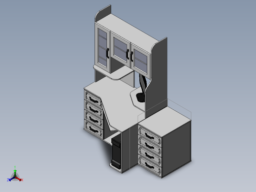 电脑桌(36)正等轴测缩略图