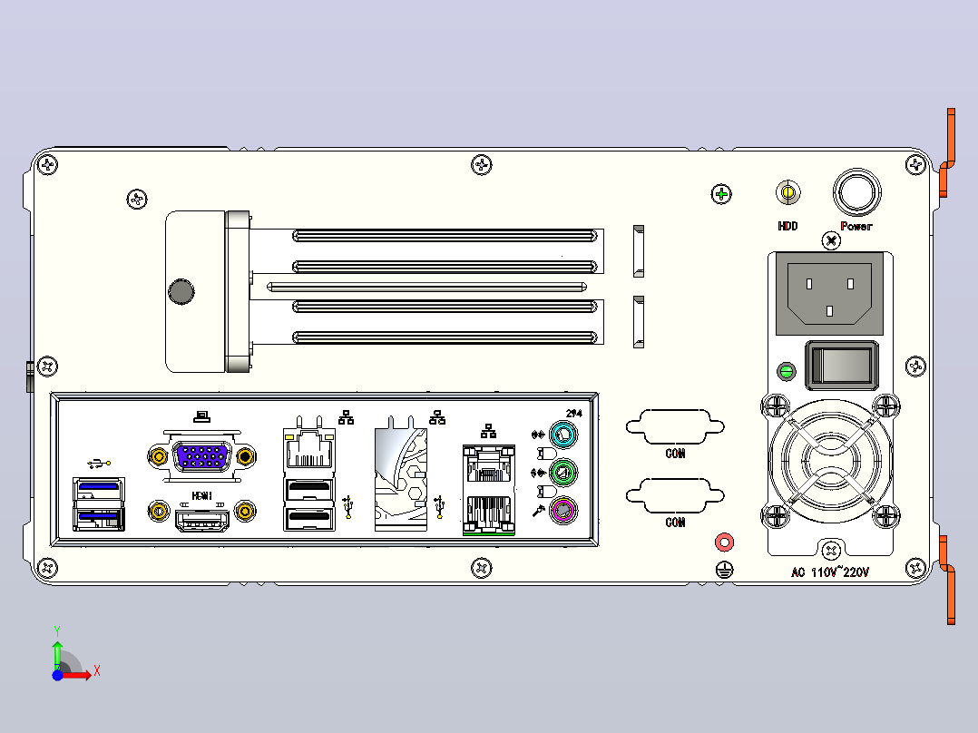 IPC-330D-立放 工控机 IPC300D series前视图