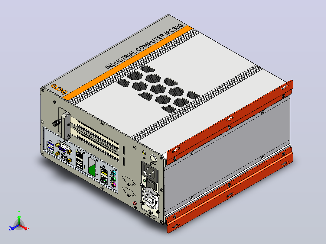 IPC-330D-立放 工控机 IPC300D series正等轴测图
