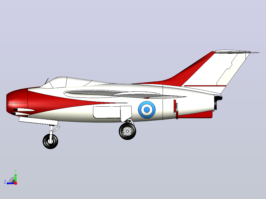 1950年阿根廷FMA IAe 33战斗机模型3D图纸 INVENTOR设计 附IGS右视图