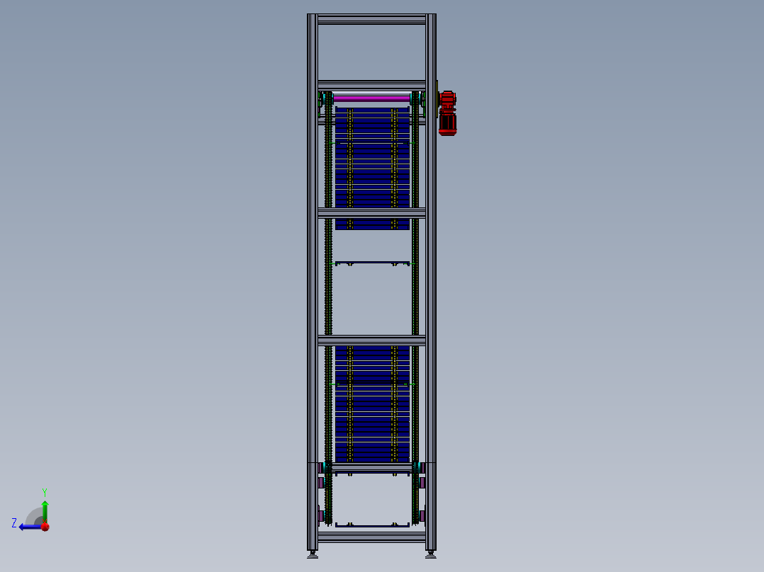 Z型提升机往复式提升机垂直提升机sw12可编辑右视图