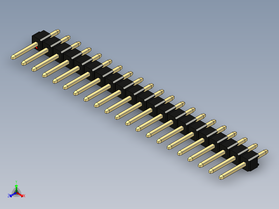 彩色公头100mil（2.54mm）系列-DS1021_black_1x21p_100mil_Type1_rev1.0主视图