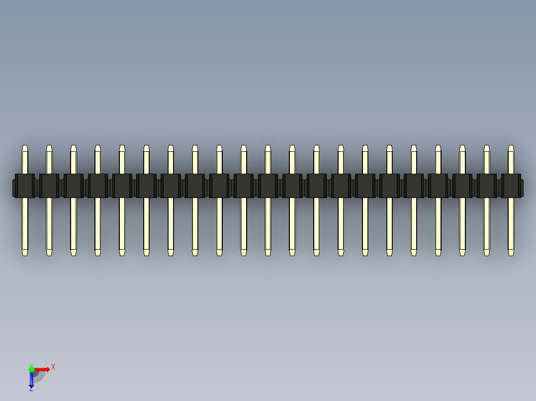 彩色公头100mil（2.54mm）系列-DS1021_black_1x21p_100mil_Type1_rev1.0俯视图