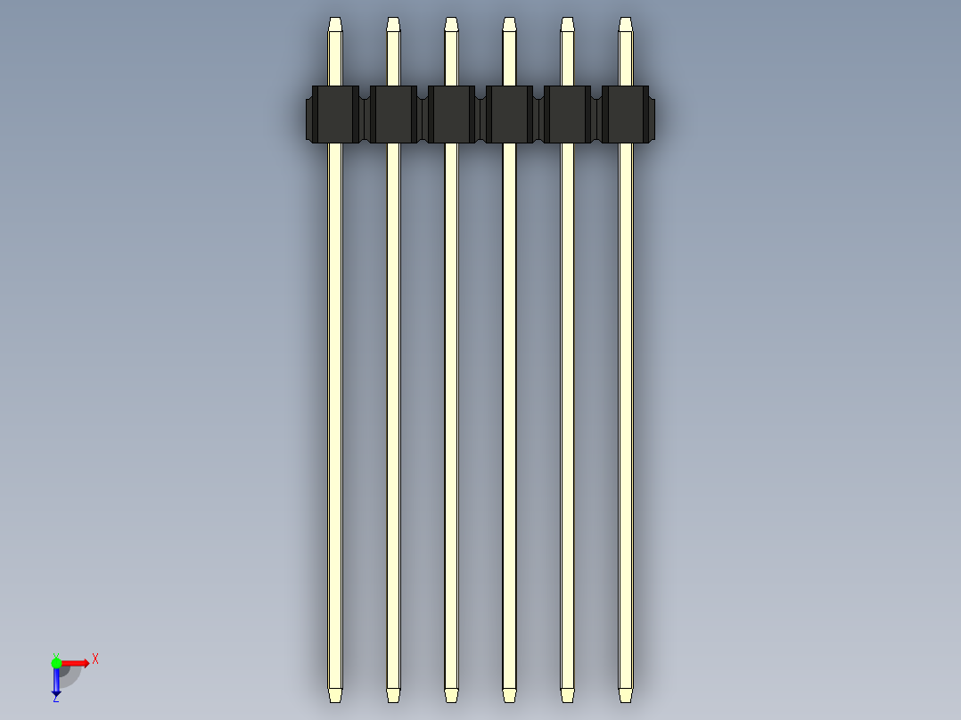 彩色公头100mil（2.54mm）系列-DS1021_black_3x06p_100mil_Type43_rev1.0俯视图