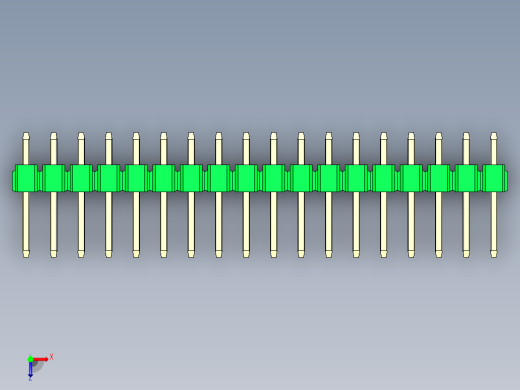 彩色公头100mil（2.54mm）系列-DS1021_green_3x18p_100mil_Type1_rev1.0俯视缩略图