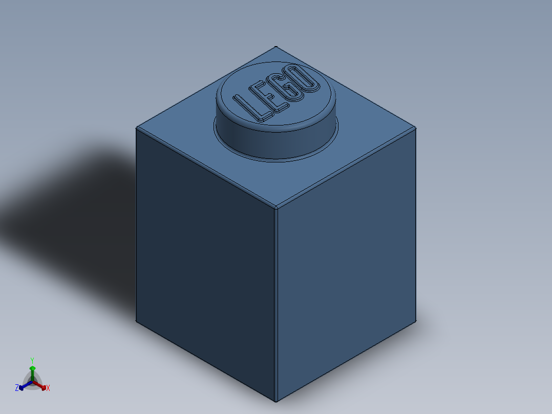 乐高套装 4421基本积木-4179830 - 3005 Medium Blue Brick 1 x 1.SLDPRT正等轴测图