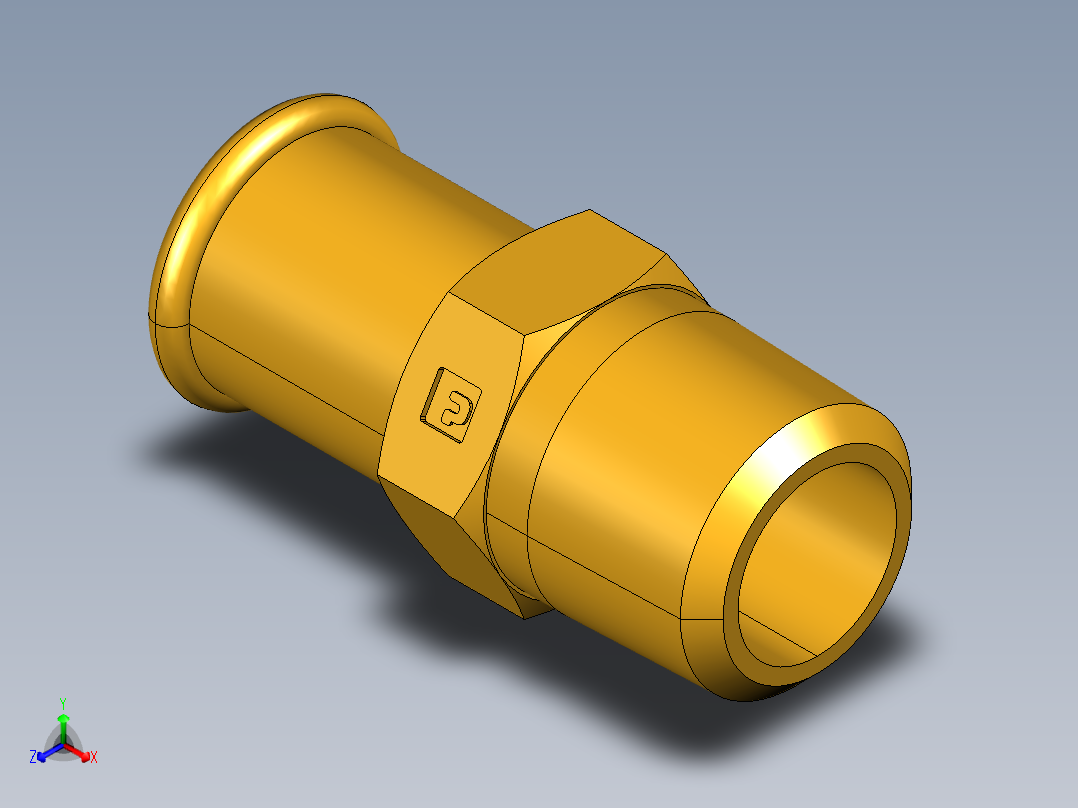 倒齿式工业管接头Beaded Hose Barb to male pipe 68HB-12-8正等轴测图