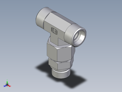 卡套式工业通用硬管接头EO_Assembled_adjustable_standpipe_branch_tee_EVT20SROMD71正等轴测缩略图