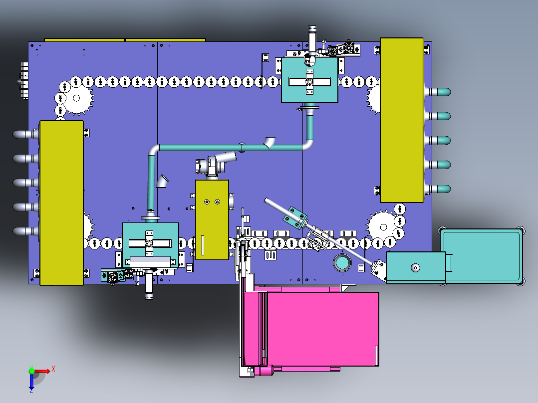 H587 链条循环式钢管喷涂机俯视图