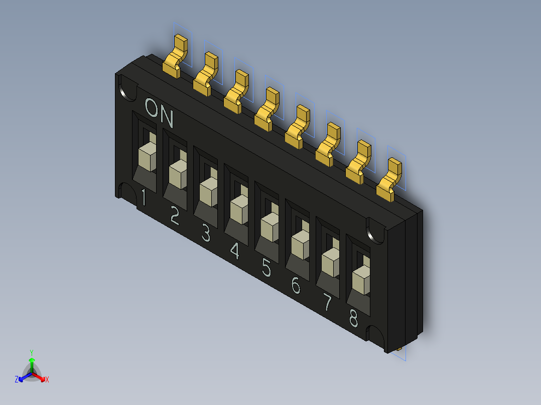开关继电器保护 SM-DIP-DHN-08F正等轴测图
