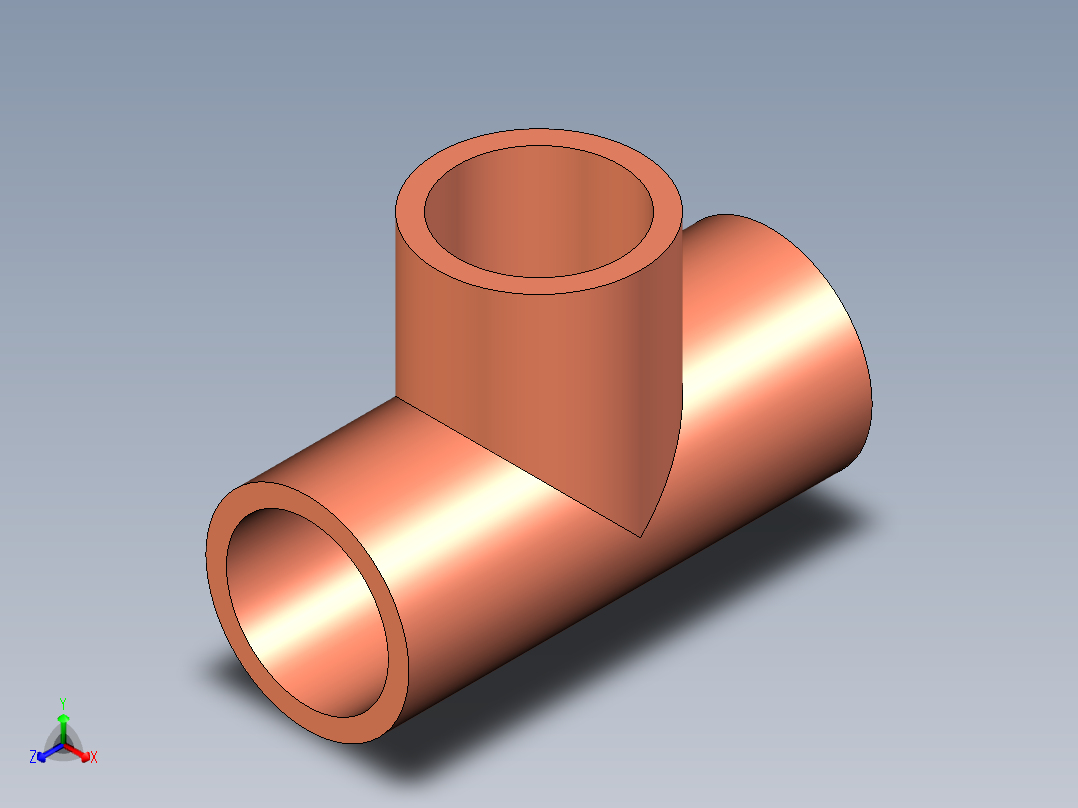 B3004482-等径三通：运行直径 支管直径 尺寸按照 ANSI B16.9正等轴测图