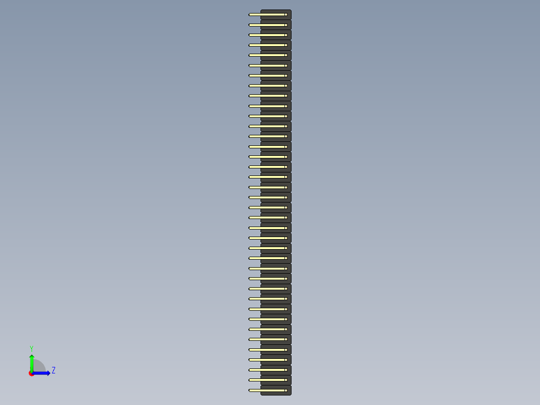 2个54毫米引脚接头三排直角，适用于kicad 119左视图
