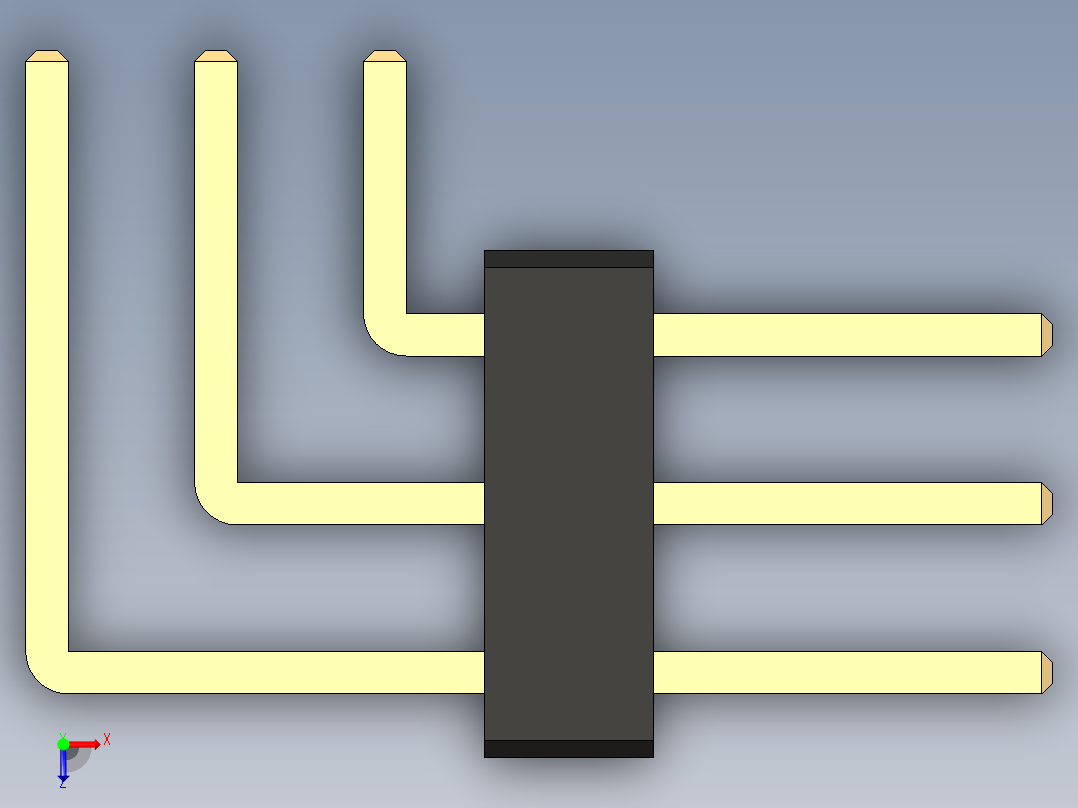 2个54毫米引脚接头三排直角，适用于kicad 119俯视图