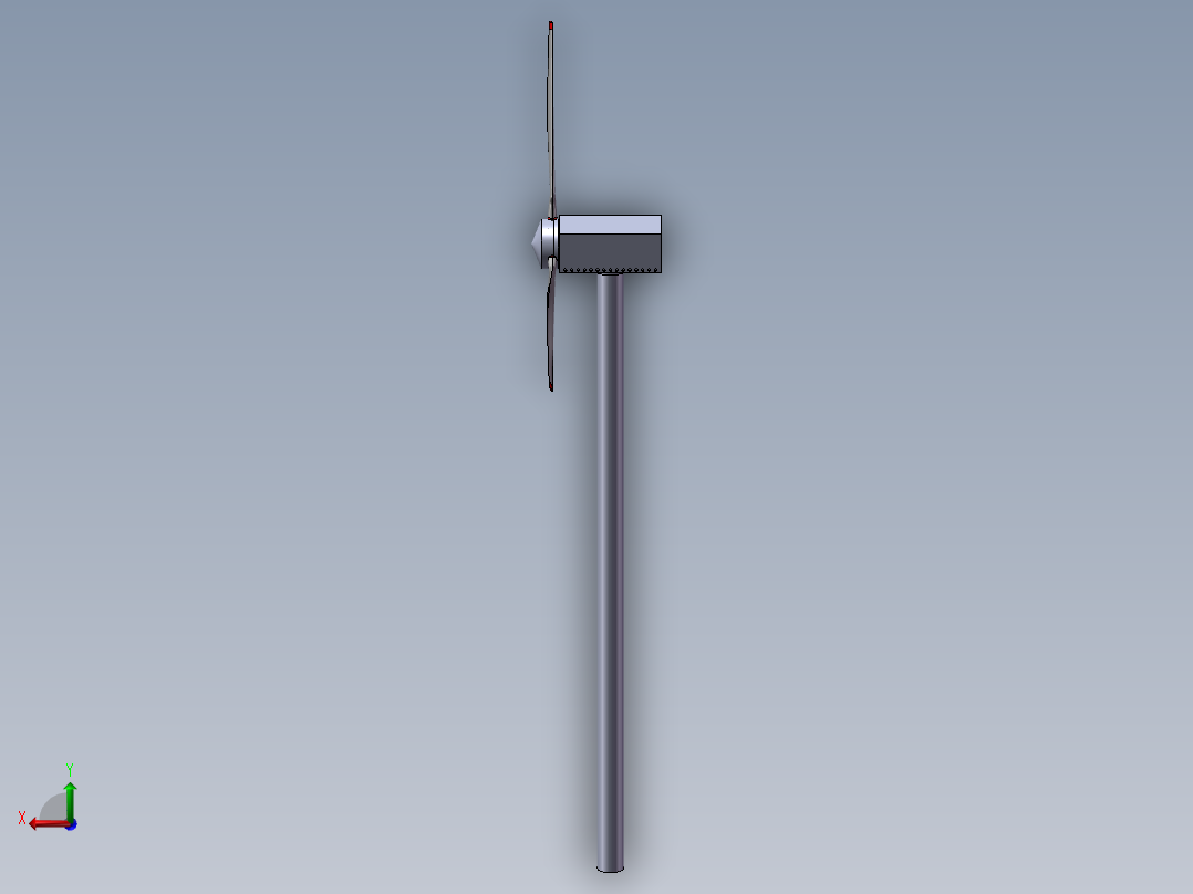 小型水平轴风力发电机整机设计后视图