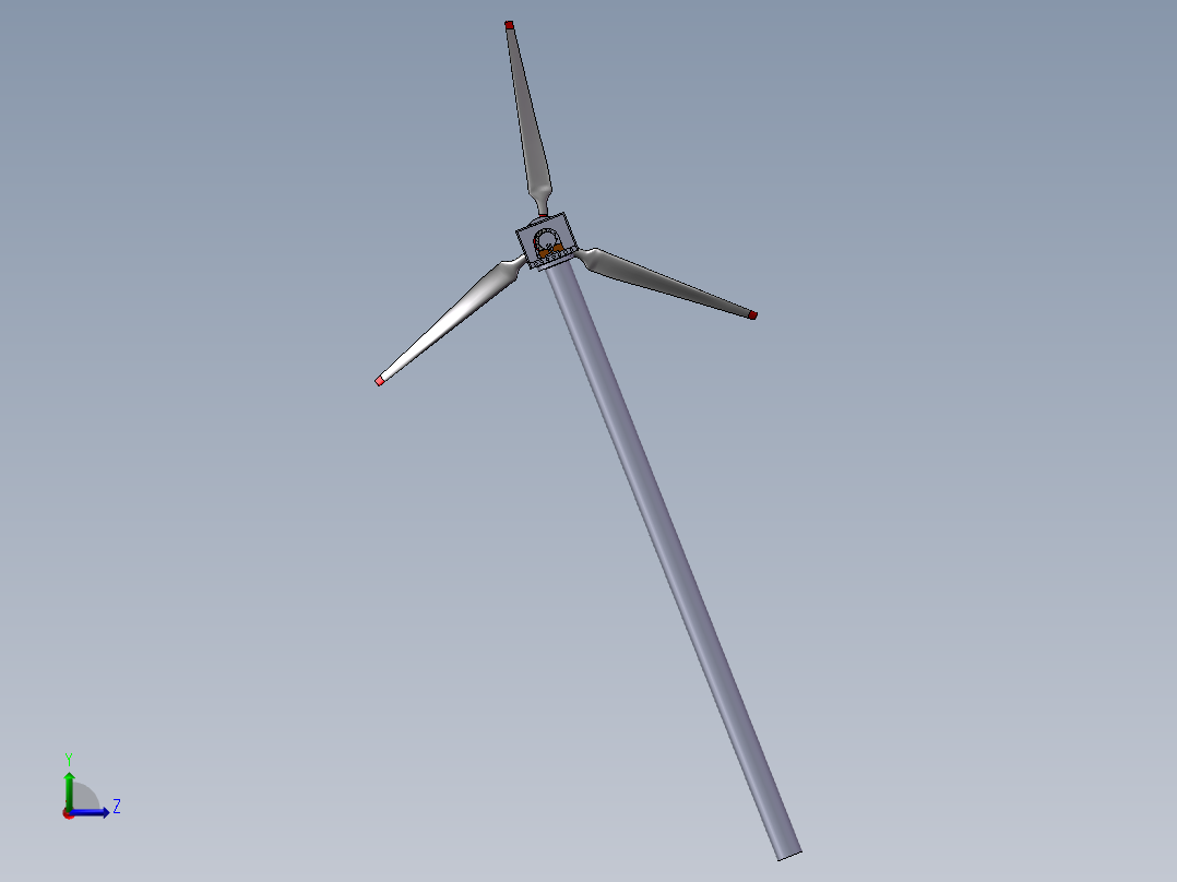 小型水平轴风力发电机整机设计左视图