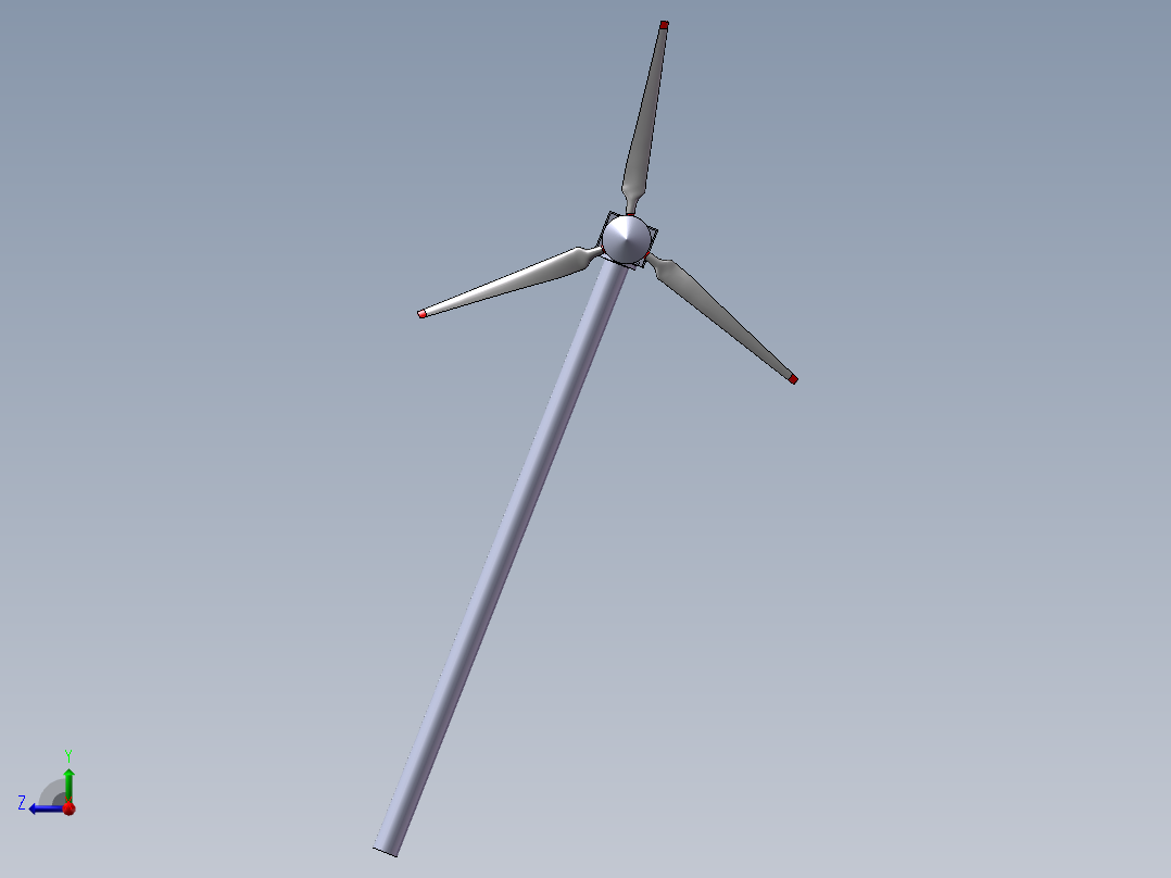 小型水平轴风力发电机整机设计右视图