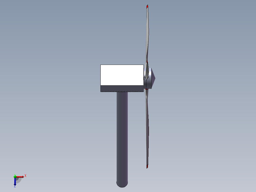 小型水平轴风力发电机整机设计俯视图