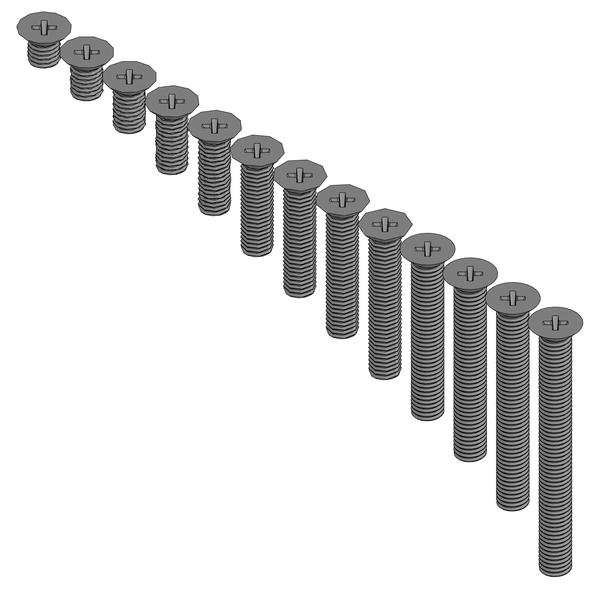 M3 4毫米- 30毫米DIN965A小公制螺钉