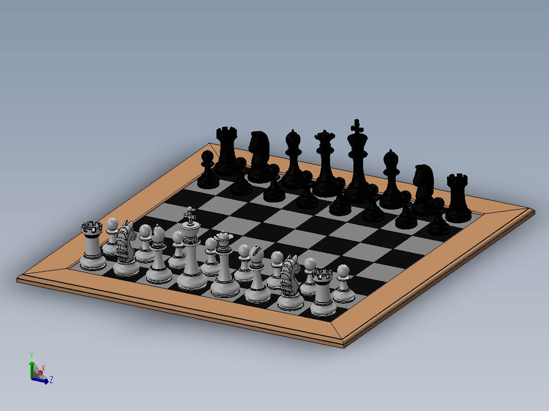 国际象棋和棋盘主视图