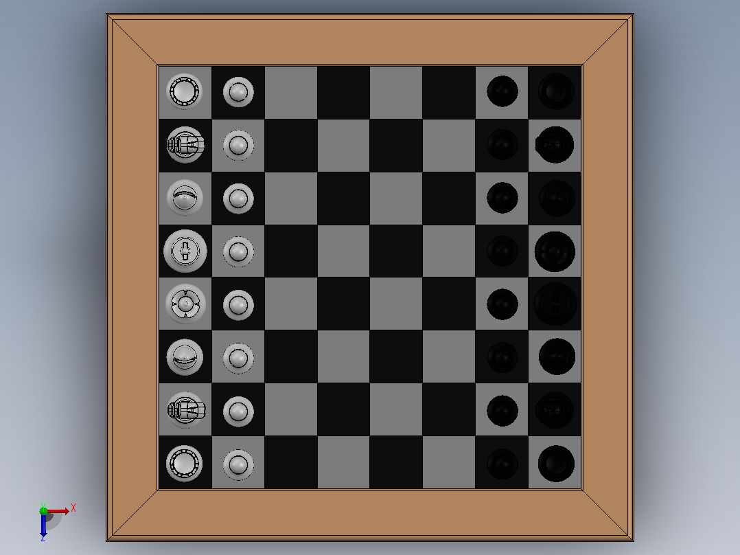 国际象棋和棋盘俯视图