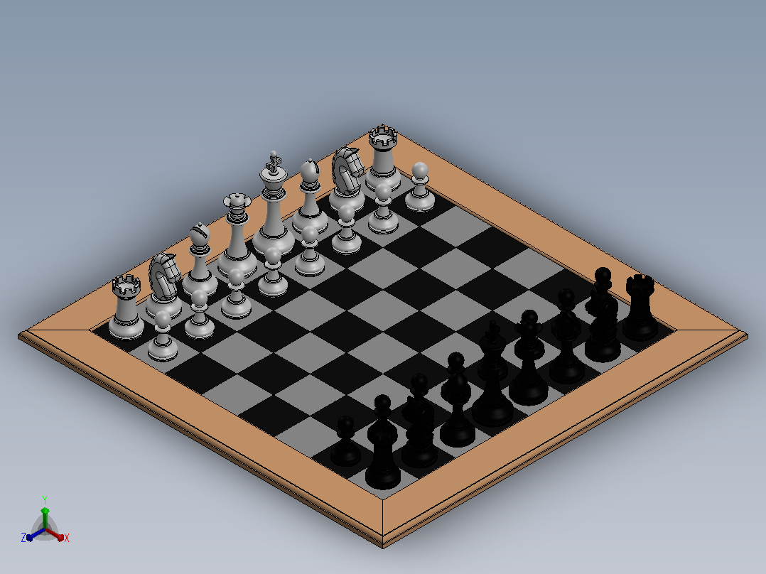 国际象棋和棋盘正等轴测图