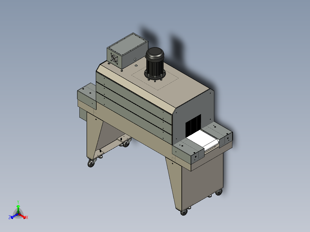 自动包装热收缩机PE膜POF膜收缩炉3d图纸包装小收缩机三维模型图