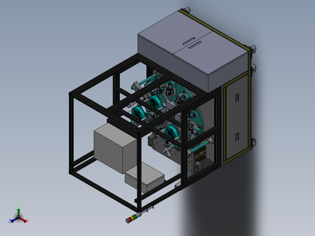 两轴研磨机sw正等轴测图