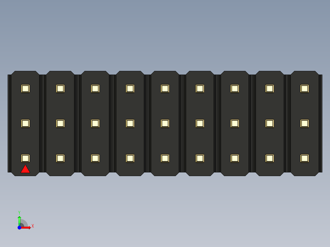 彩色公头100mil（2.54mm）系列-DS1021_black_3x09p_100mil_Type43_rev1.0前视图