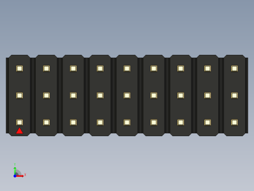 彩色公头100mil（2.54mm）系列-DS1021_black_3x09p_100mil_Type43_rev1.0前视缩略图