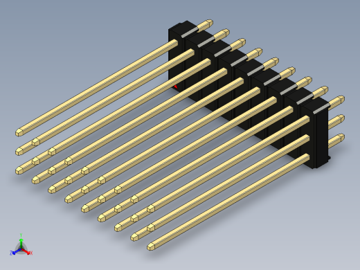 彩色公头100mil（2.54mm）系列-DS1021_black_3x09p_100mil_Type43_rev1.0正等轴测缩略图