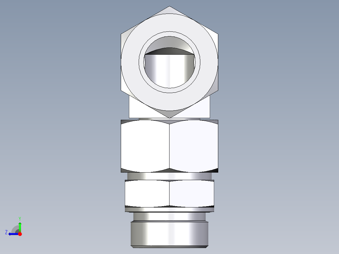 卡套式工业通用硬管接头EO_Assembled_adjustable_standpipe_elbow_EVW38SR71右视图