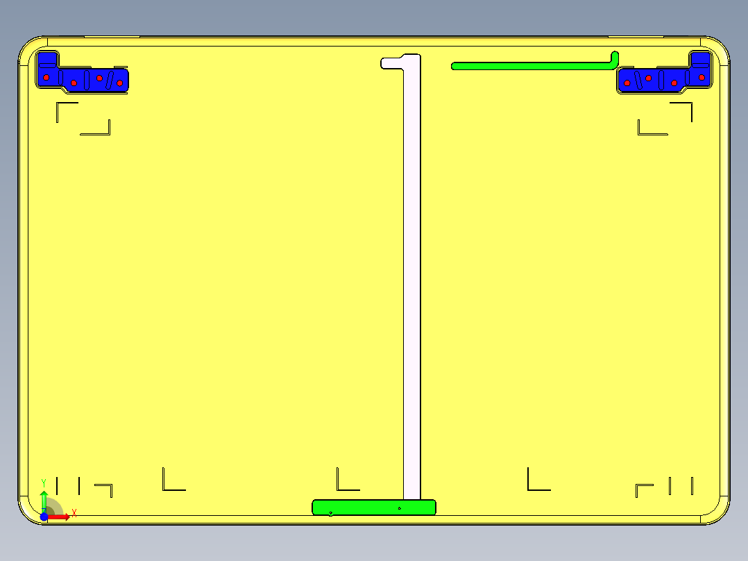 笔记本外壳A面铣墙高避位程序模型前视图