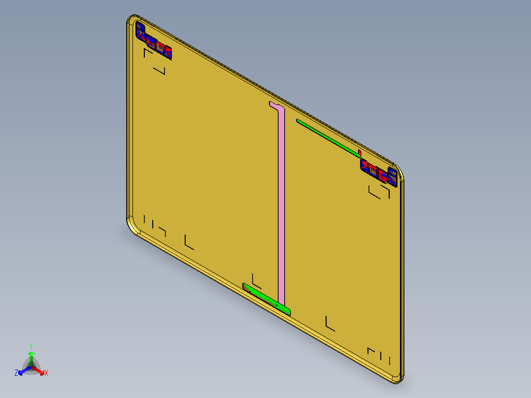 笔记本外壳A面铣墙高避位程序模型正等轴测图
