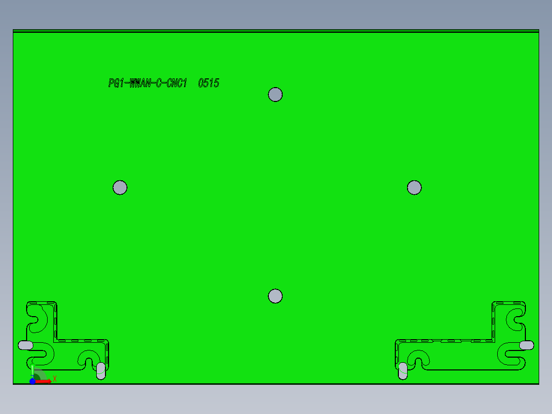 平板铝板材开粗飞面铣凹槽程序模型前视图
