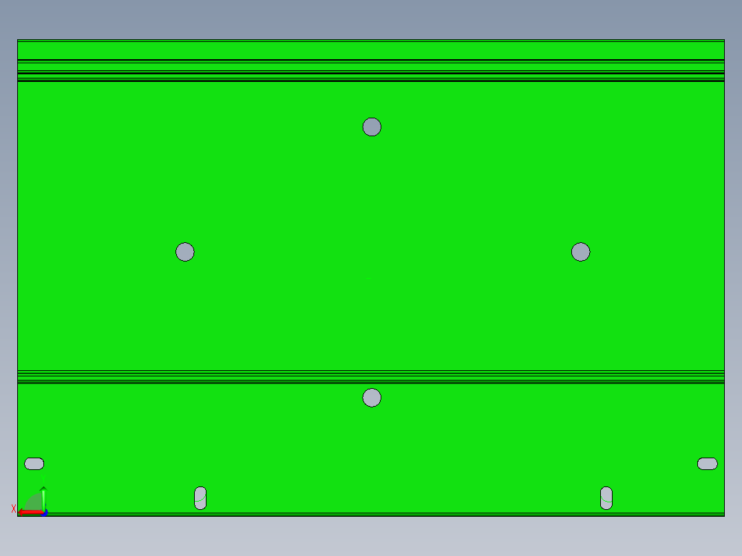 平板铝板材开粗飞面铣凹槽程序模型后视图