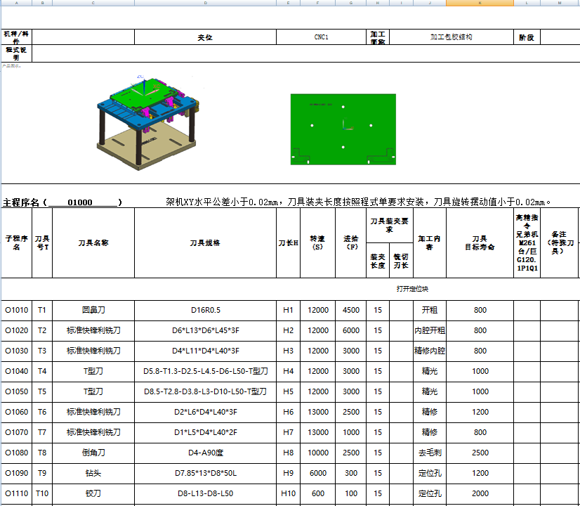 平板铝板材开粗飞面铣凹槽程序模型