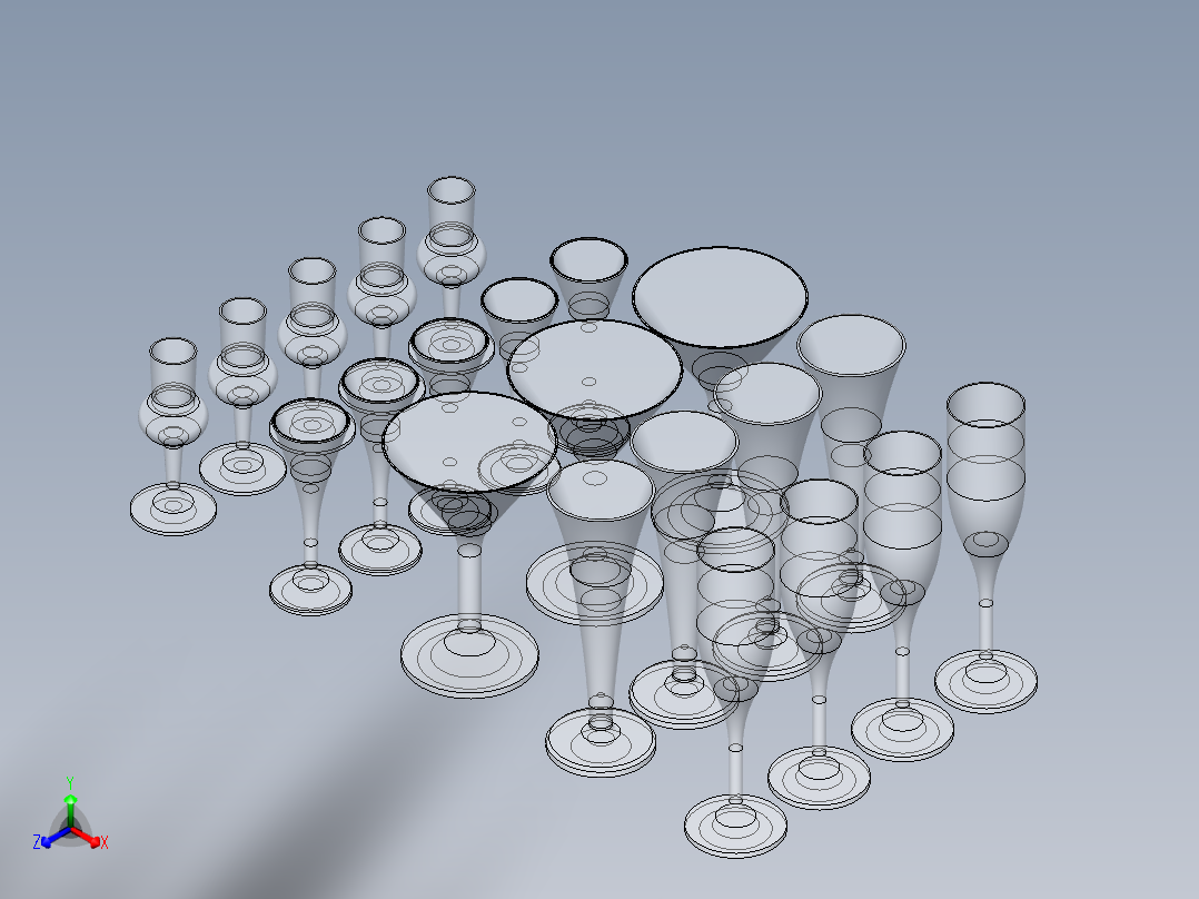 玻璃器子、杯子(14)正等轴测图