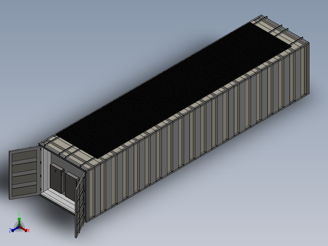 A0003696-SCIF 太阳能设计与40英尺集装箱正等轴测图
