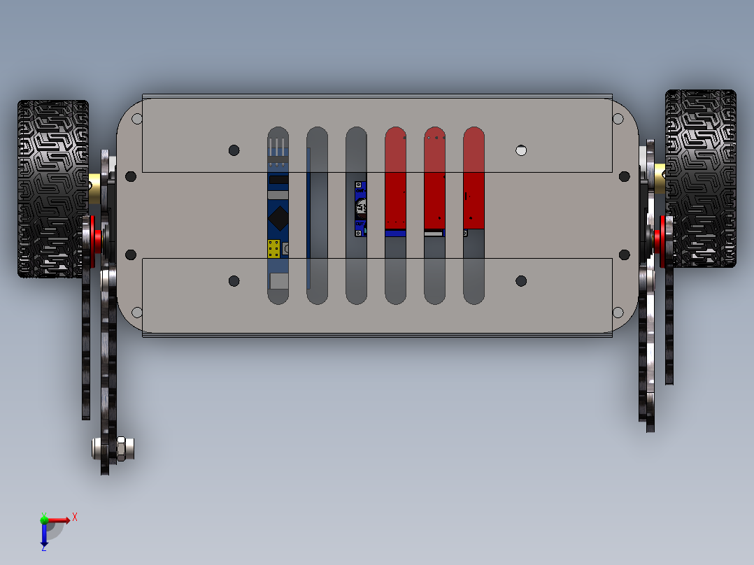 基于STM32的平衡车设计3D图纸 Solidworks设计俯视图
