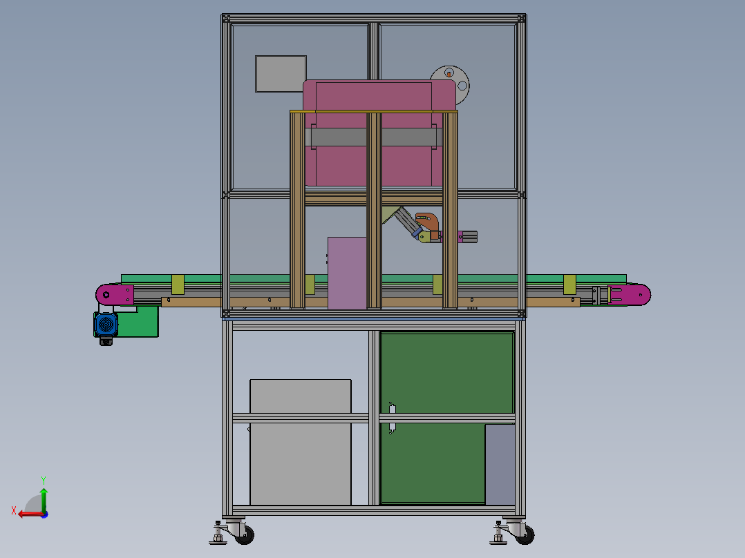 POL视觉检测装配贴标签一体机3D数模图纸+Solidworks18设计后视图