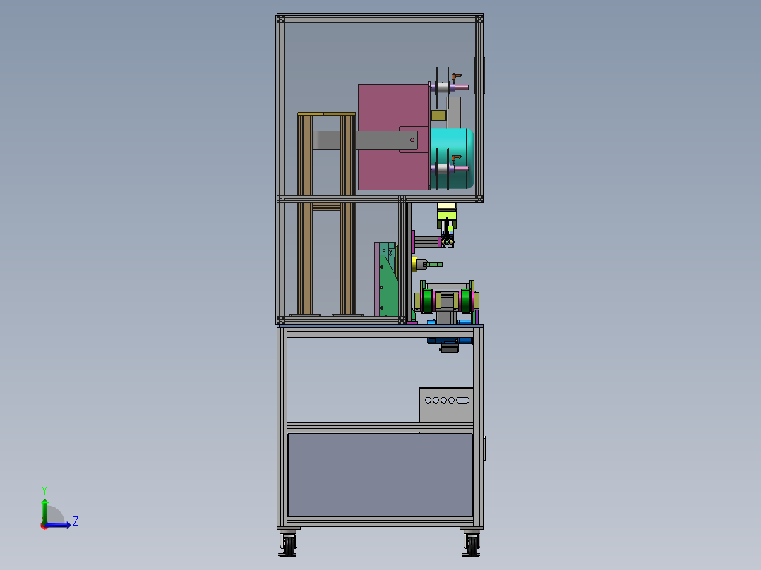 POL视觉检测装配贴标签一体机3D数模图纸+Solidworks18设计左视图