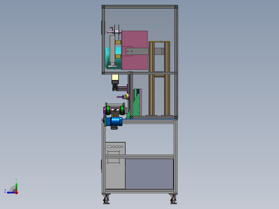 POL视觉检测装配贴标签一体机3D数模图纸+Solidworks18设计右视图