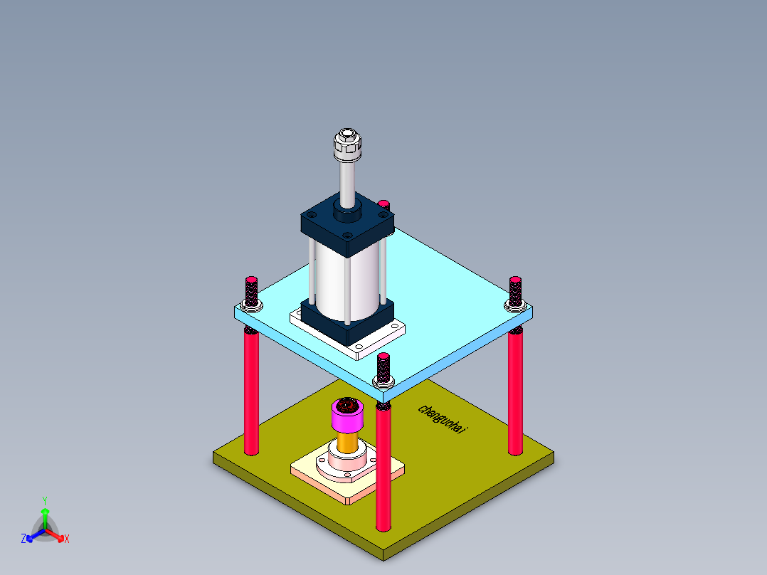 气动压铆钉机正等轴测图