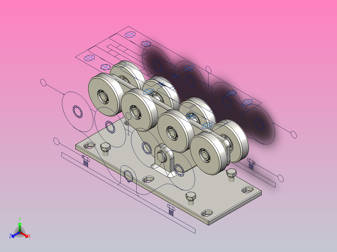 大型8轮悬臂车架正等轴测图
