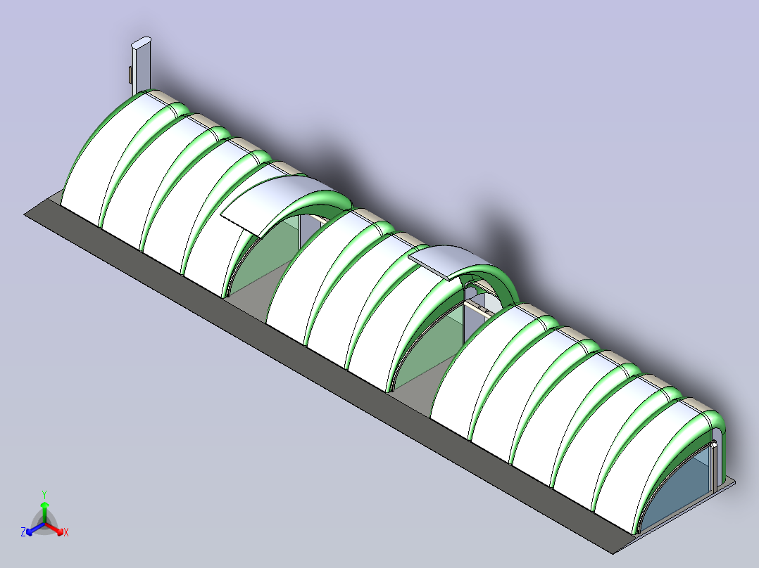 高档自行车停车棚正等轴测图