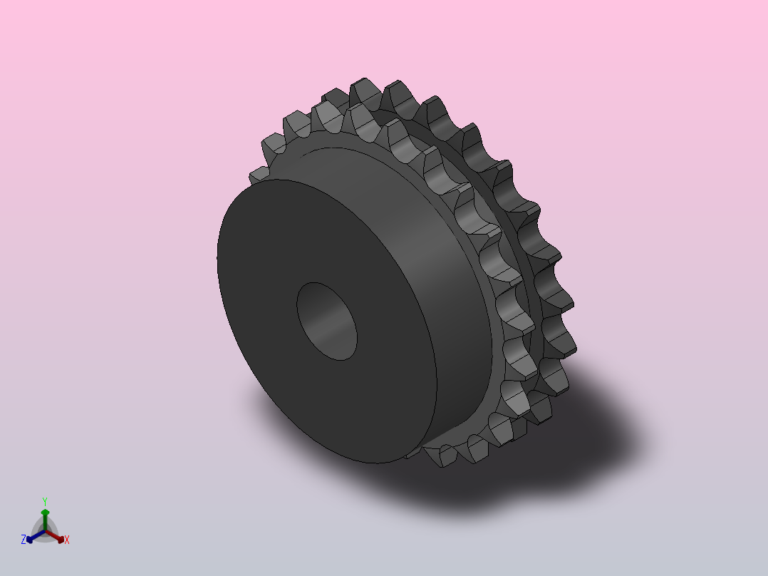 直孔链轮06B型_23-06B-2正等轴测图