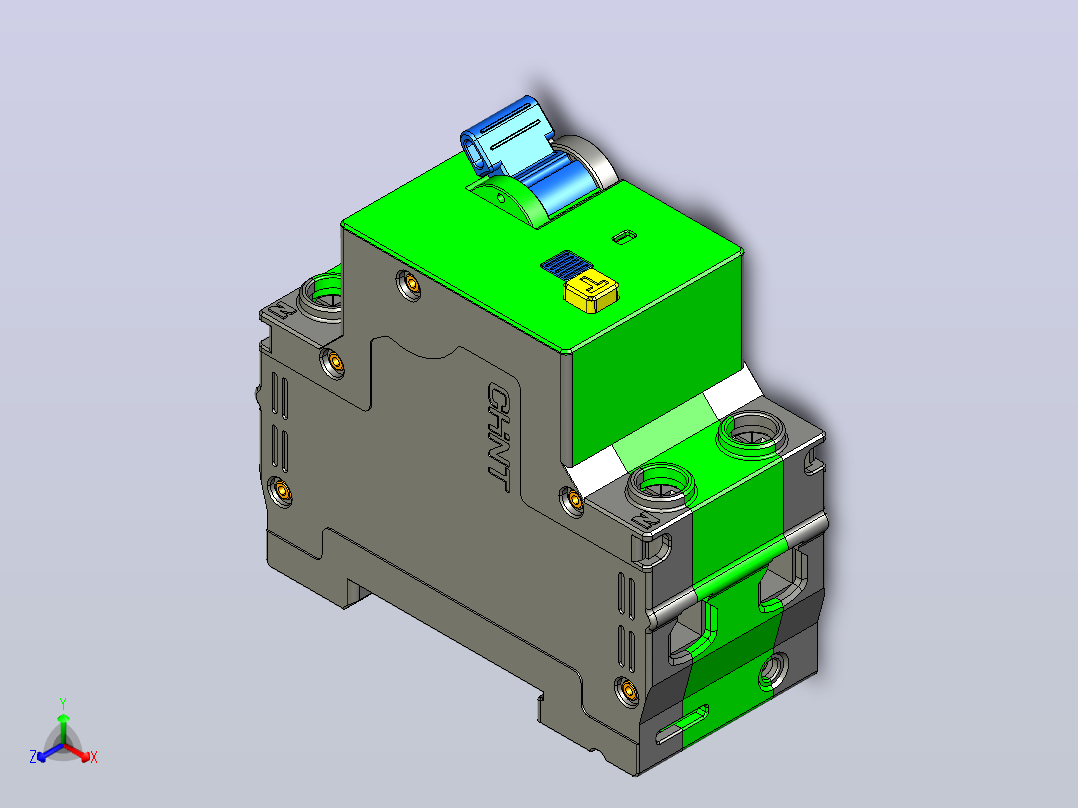 NXBLE-63YH 2P剩余电流动作断路器三维模型202404正等轴测图